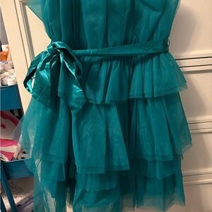 Teal Layered Tulle Dress